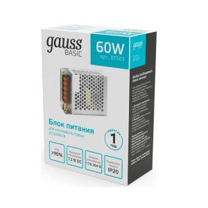 Блок питания GAUSS Basic 12 В 60 Вт IP20 BT503