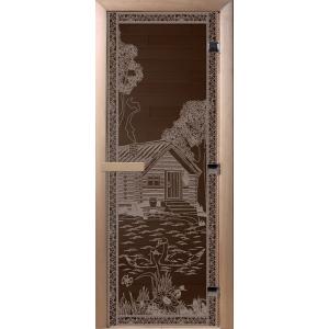 Дверь для бани DOORWOOD Банька в лесу Черный жемчуг правое 2000*800 мм