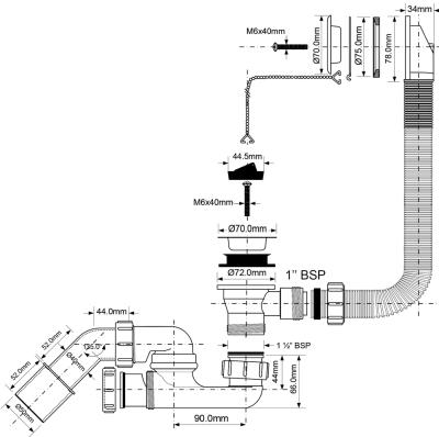 Сифон для ванны MCALPINE MRB1-N