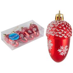 Набор елочных украшений ВОЛШЕБНАЯ СТРАНА Желудь красный 8 см