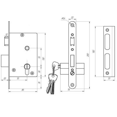 Замок врезной ЗЕНИТ ЗВ4-3.01 Серебро Замок врезной ЗЕНИТ ЗВ4-3.01 Серебро