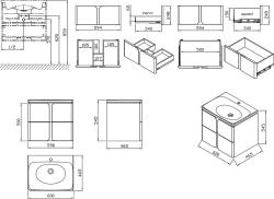 Тумба RAVAK SD Balance 600 белый, графит
