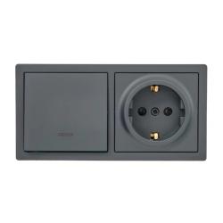 Блок розетка и выключатель LEZARD Leto графит 752-3400-170BIP 