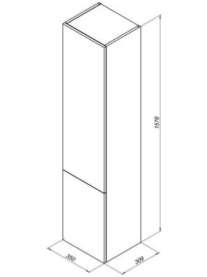 Пенал AQUANET Алвита R 35*157,6 см