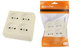 Розетка TDM Ладога 4 гнезда слоновая кость SQ1801-0220