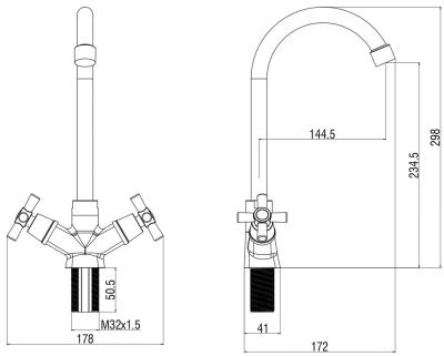 Смеситель для кухни VODA Dive DV519 Смеситель для кухни VODA Dive DV519