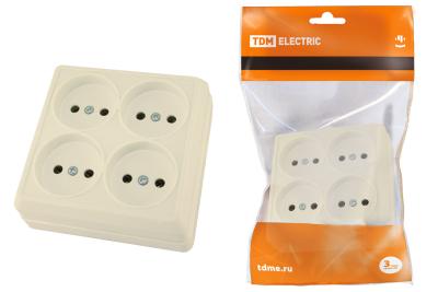 Розетка TDM Ладога 4 гнезда слоновая кость SQ1801-0220