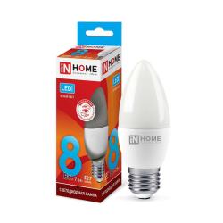 Лампа LED IN HOME 8W/E27/4000K свеча 4690612020457