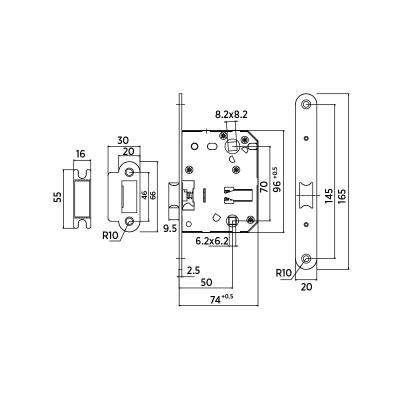 Защелка BUSSARE WC Plast 50/70 Черный