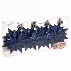 Набор елочных украшений СЕРПАНТИН Звезда остроконечная сапфир 6 см
