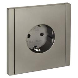 Розетка сетевая IEK Forte&Piano с заземлением сталь FP-R11-16-1-K46