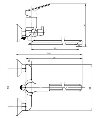 Смеситель для ванны RUSH A850-02-51 