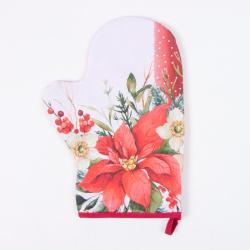 Варежка-прихватка ЭТЕЛЬ Пуансеттия белый, красный