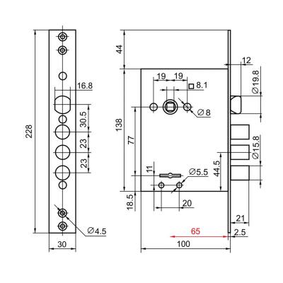Замок врезной BORDER G 9-8 Хром 087317