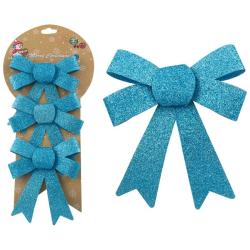 Елочное украшение ВОЛШЕБНАЯ СТРАНА Бант Рождественский голубой 10*11 см