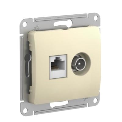 Механизм розетки комбинированной SYSTEME ELECTRIC Glossa TV/RJ45 бежевый GSL000289