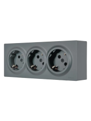 Розетка сетевая LEZARD Leto тройная с заземлением графит 752-3400-127BUP 