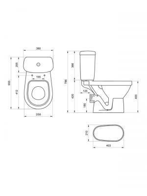 Унитаз-компакт SANTERI Баланс Комфорт 1P2179S0000BF  
