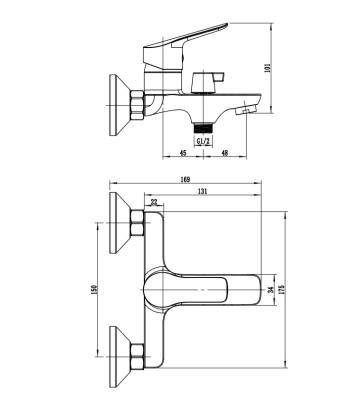 Смеситель для ванны RUSH A850-02-44 