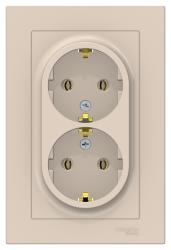 Розетка сетевая SYSTEME ELECTRIC Atlas design двойная с заземлением бежевый ATN000224