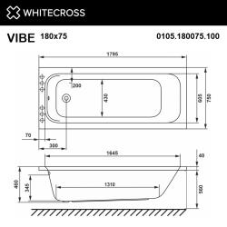 Ванна акриловая WHITECROSS Vibe 180 179,5*75 см