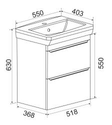 Тумба с раковиной EMMY Агата 55 подвесная 