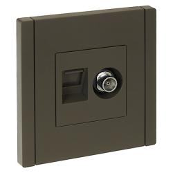 Розетка комбинированная IEK Forte&Piano TV/RJ45 серый FP-AK20-1-K03