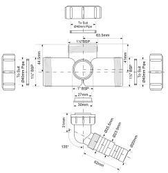 Тройник MCALPINE для бытовой техники 40TD-WM 