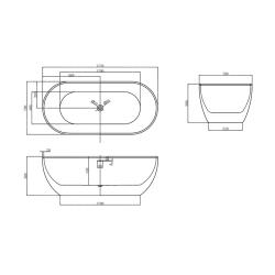 Ванна акриловая ABBER 172*79 см AB9241