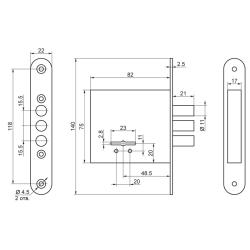 Замок врезной ПРОСАМ 8-4 Хром