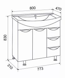 Тумба с раковиной EMMY Милли 80 