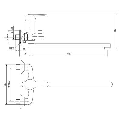 Смеситель для ванны JUGUNI Pegas 0402.601 