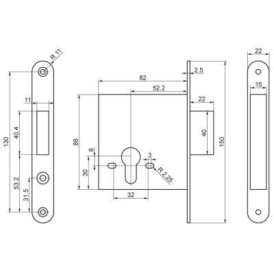 Замок врезной ПРОСАМ 1-2-0 Хром 089500