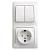 Блок розетка и выключатель SYSTEME ELECTRIC Glossa белый GSL000174