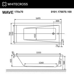Ванна акриловая WHITECROSS Wave 170 169,5*70 см