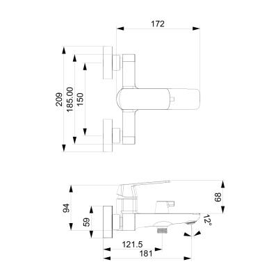 Смеситель для ванны TOKITO 222202