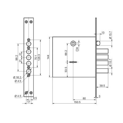 Замок врезной BORDER K 9-8 Хром 077740