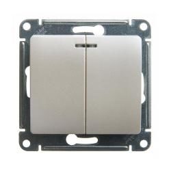 Механизм выключателя SYSTEME ELECTRIC Glossa 2 клавиши с подсветкой жемчуг GSL000653