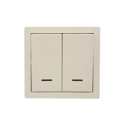 Выключатель LEZARD Leto 2 клавиши с подсветкой кремовый 752-0300-112
