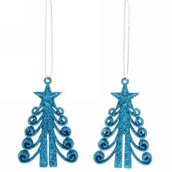Набор елочных украшений СЕРПАНТИН Елочка кудрявая голубой 7 см