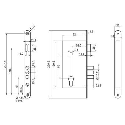 Корпус замка ПРОСАМ 4-3 Хром