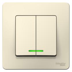 Выключатель SYSTEME ELECTRIC Blanca 2 клавиши с подсветкой бежевый BLNVS010517