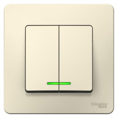Выключатель SYSTEME ELECTRIC Blanca 2 клавиши с подсветкой бежевый BLNVS010517
