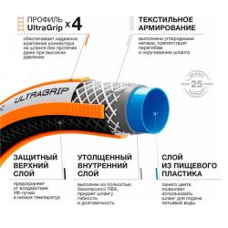Шланг поливочный DAEWOO UltraGrip Черный, оранжевый 3/4" 50 м