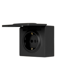 Розетка сетевая LEZARD Leto с заземлением с крышкой черный бархат 752-4200-123B 