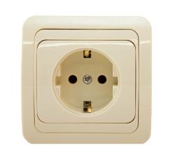 Розетка сетевая MAKEL Mimoza с заземлением кремовый 25028