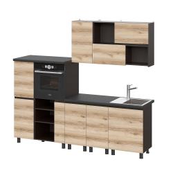 Кухонный гарнитур АРНИКА Берген Венге/Дуб Делано 2140*2400*600 мм