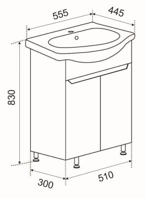 Тумба с раковиной EMMY Агата 55