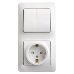 Блок розетка и выключатель SYSTEME ELECTRIC Glossa белый GSL000174