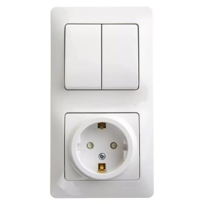 Блок розетка и выключатель SYSTEME ELECTRIC Glossa белый GSL000174
